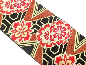 アンティーク　華文に重ね亀甲模様織り出し袋帯(着用可)